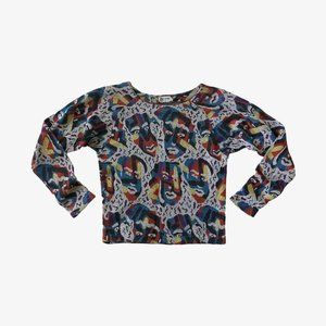 Vintage Multi-color "Faces" Patterned Long Sleeve Top by Missoni
